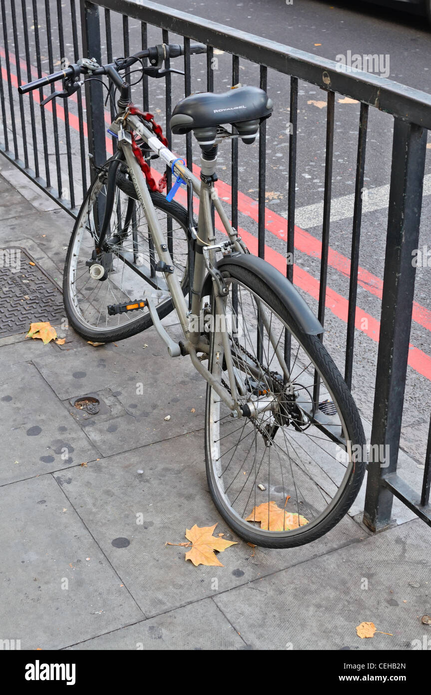 London: a broken bicycle on the street Stock Photo