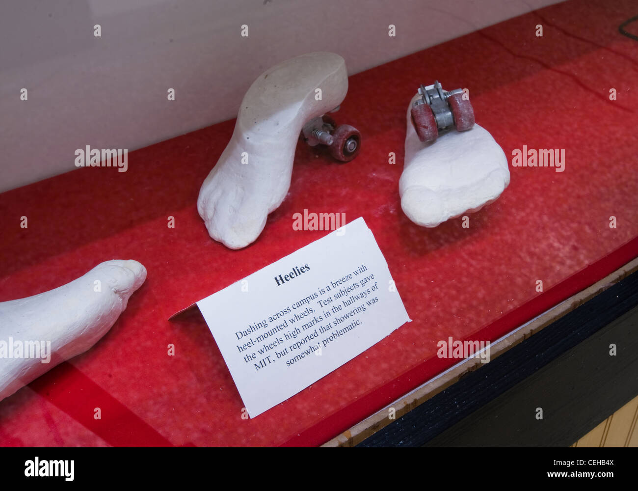 Satirizing MIT's newest major (Biological Engineering), hackers representing 'Stepford Labs' at the MIT Department of Biological Engineering installed a display case full of 'enhanced' simulated body parts in MIT's Infinite Corridor on 2/7/10. Stock Photo