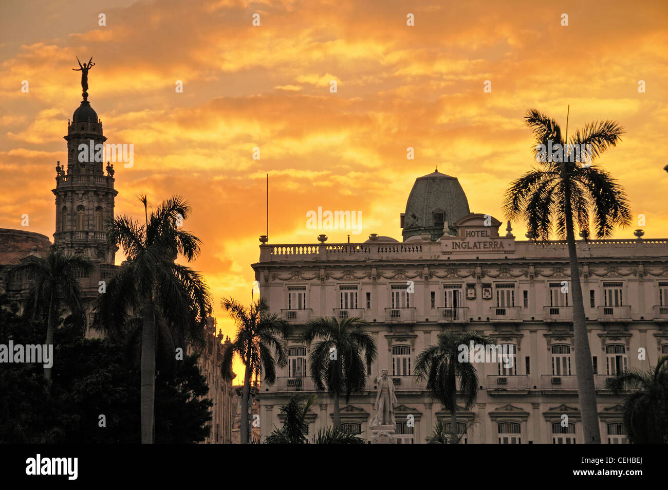Nice colorful sunset in Havana, La Habana, capital city of Havana, Cuba, Caribbean Stock Photo