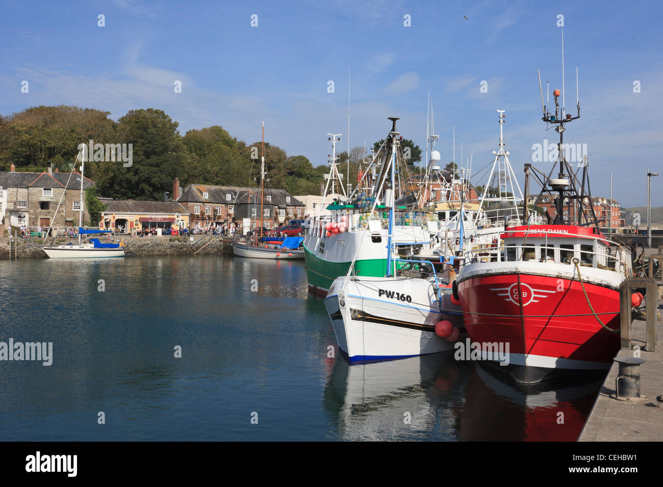 Padstow Cornwall England UK. Village harbour scene with sea fishing
