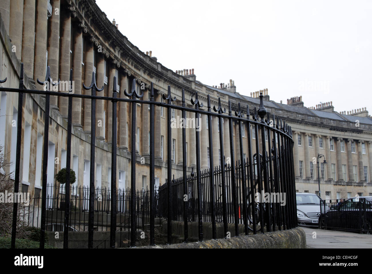 Railings in the Royal Crescent in bath Stock Photo