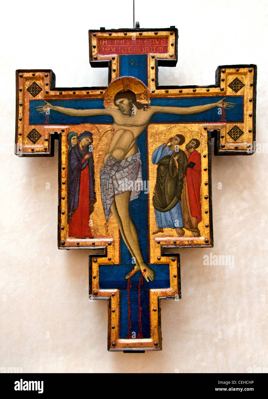 Master of San Francesco Assisi  1265 XIII cent Cross Jesus Christ Eglise Maria degli Angli Italy Stock Photo