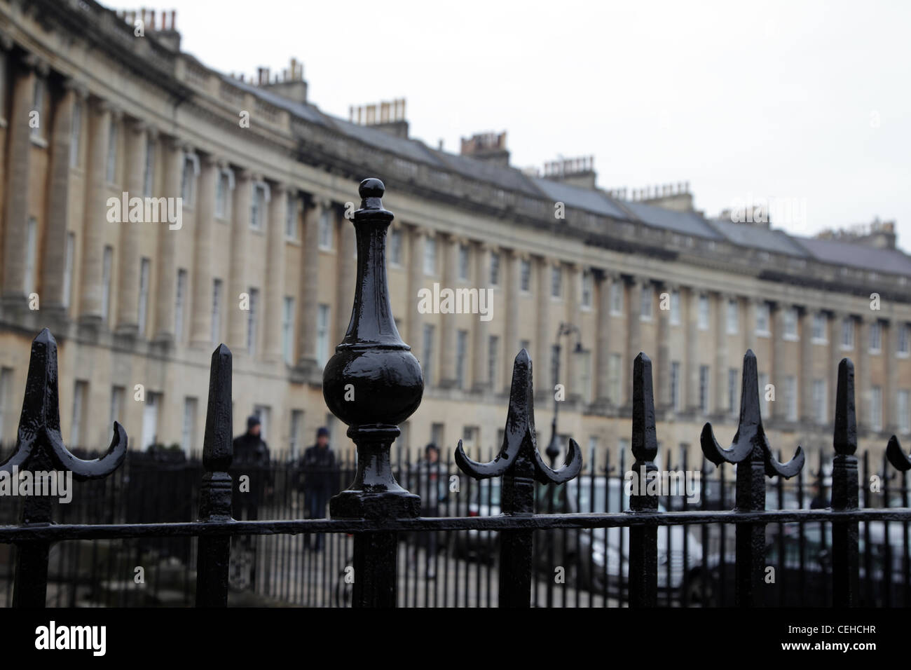 Railings in the Royal Crescent in bath Stock Photo