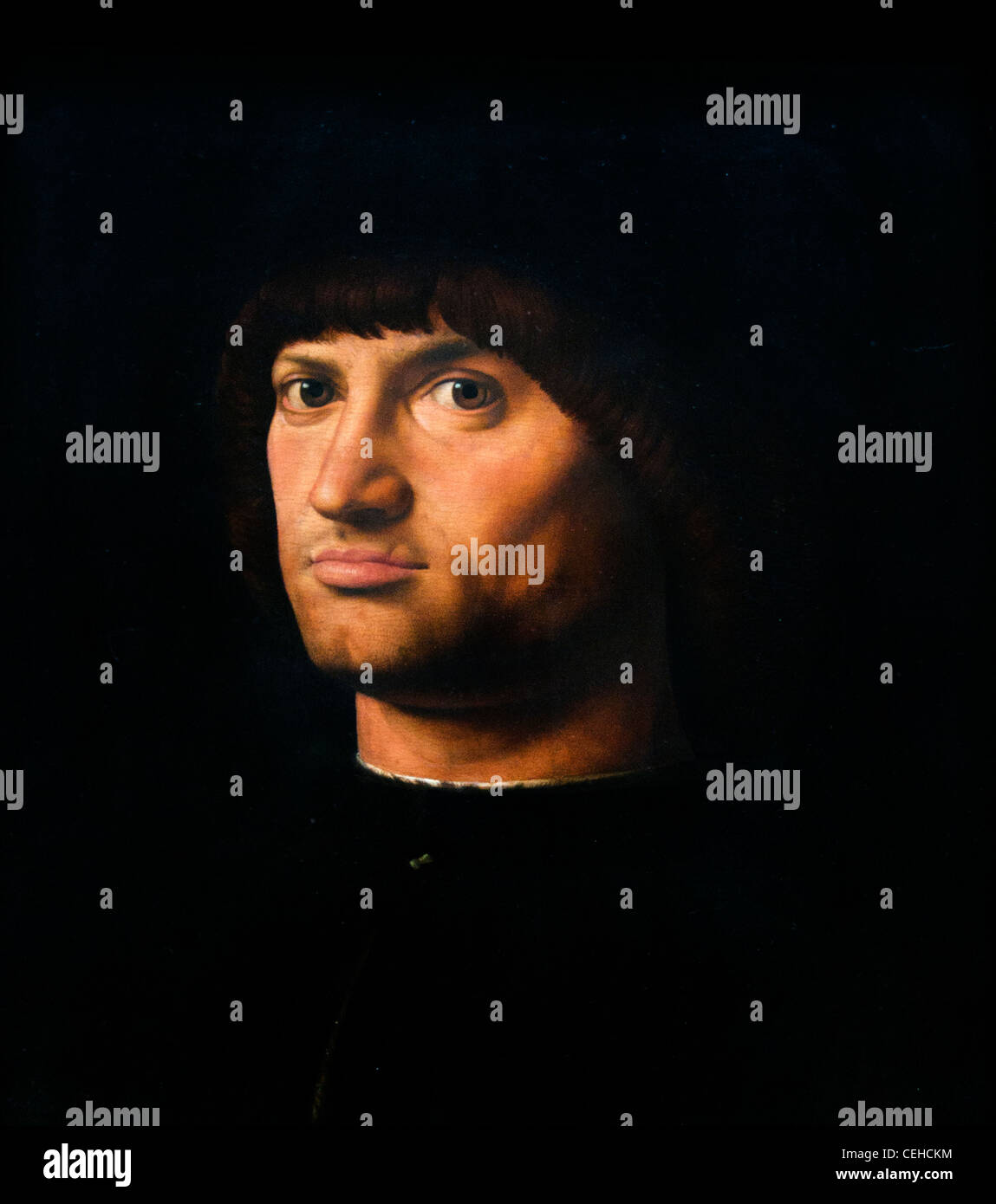 Le Il Condottiere or mercenary leader by ANTONELLO da Messina 1475 Italian Stock Photo