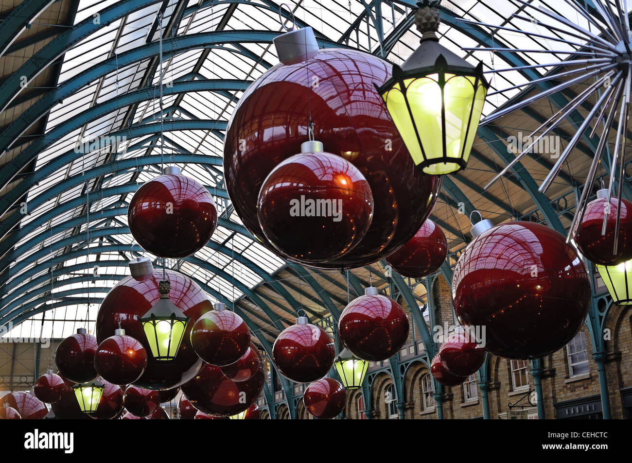 London: Christmas decoration in the Covent Garden Market Stock Photo