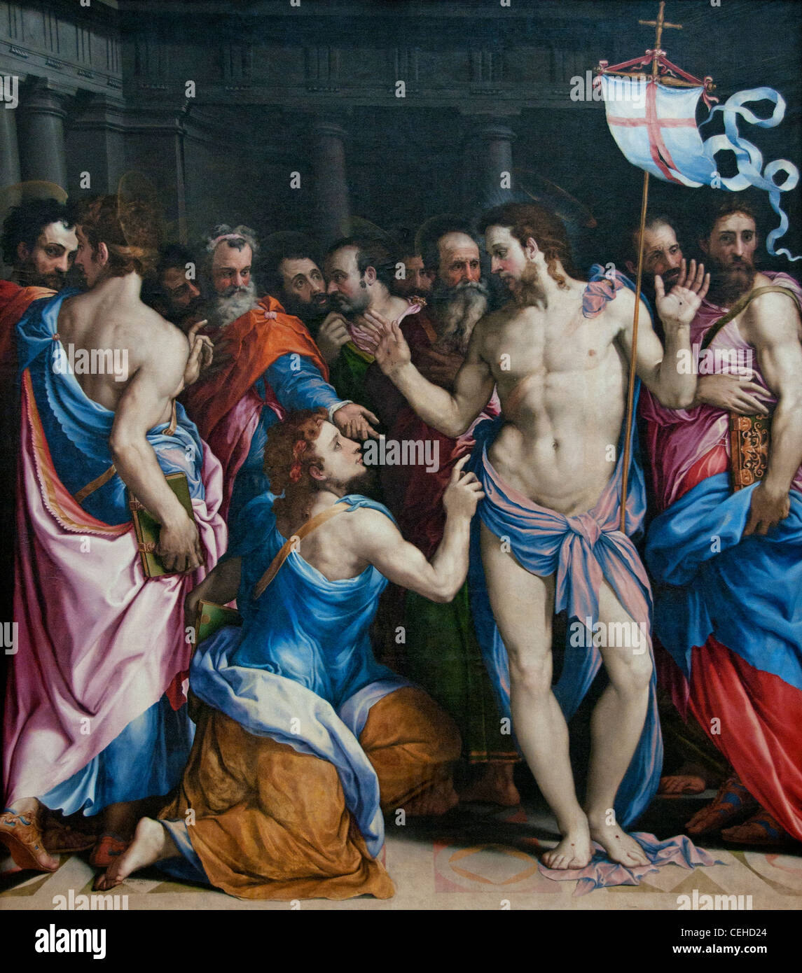 L Incredulite de Saint Thomas - The Incredulity of Saint Thomas  by Salviati - Francesco de Rossi  1510 1663 Stock Photo