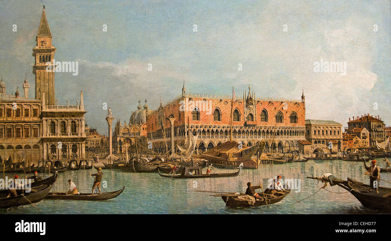 Le Mole vu du bassin de San Marco  - The Mole saw the basin of San Marco Venice by Canaletto Antonio Canal  Italian Italy Stock Photo