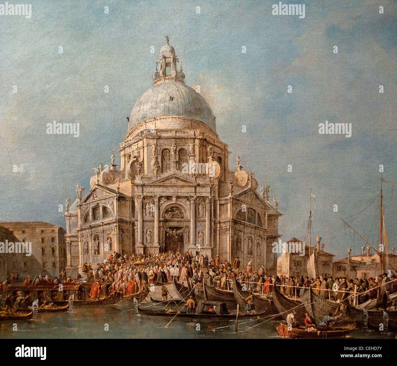The Doge of Venice goes to Santa Maria della Salute end of the plague in 1630 by GUARDI Francesco Italian Italy Stock Photo