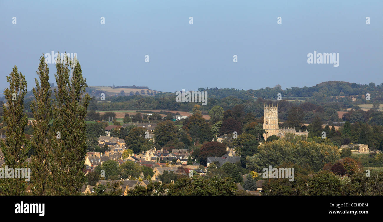 High viewpoint of Chipping Campden, Gloucestershire, one of the prettiest and most picturesque villages in the Cotswolds Stock Photo