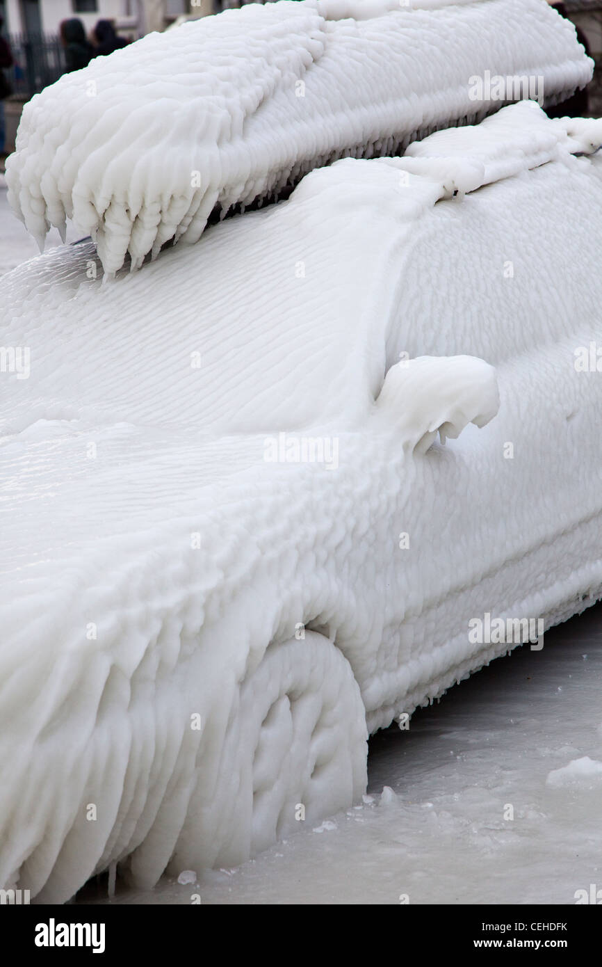 A Car Stuck in the Ice Stock Photo