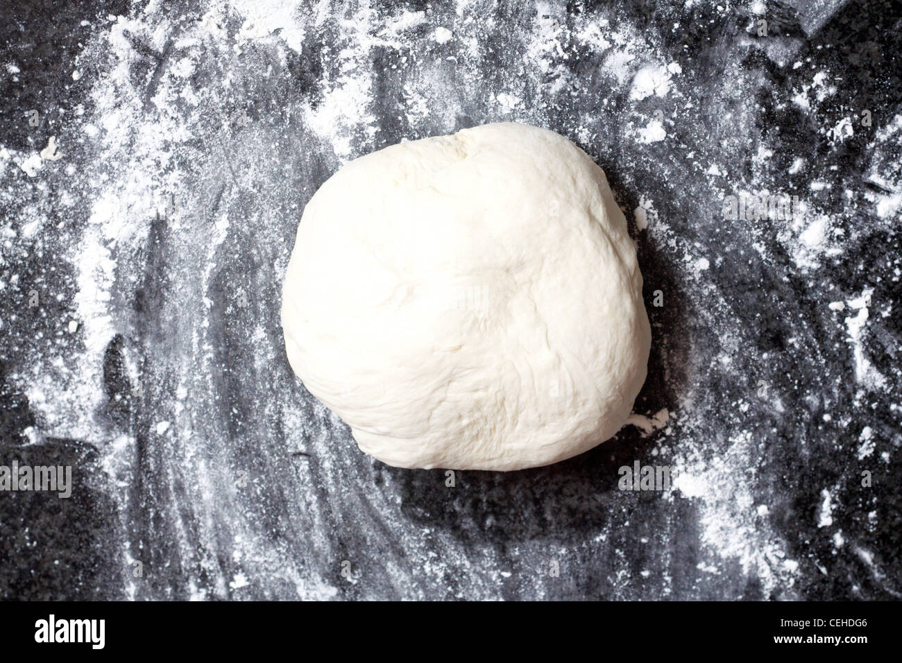 Dough on a counter top done Stock Photo