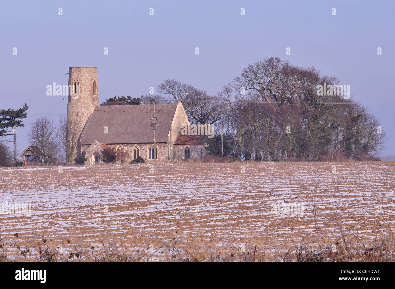 All Saints round tower church Edingthorpe Norfolk Stock Photo Alamy