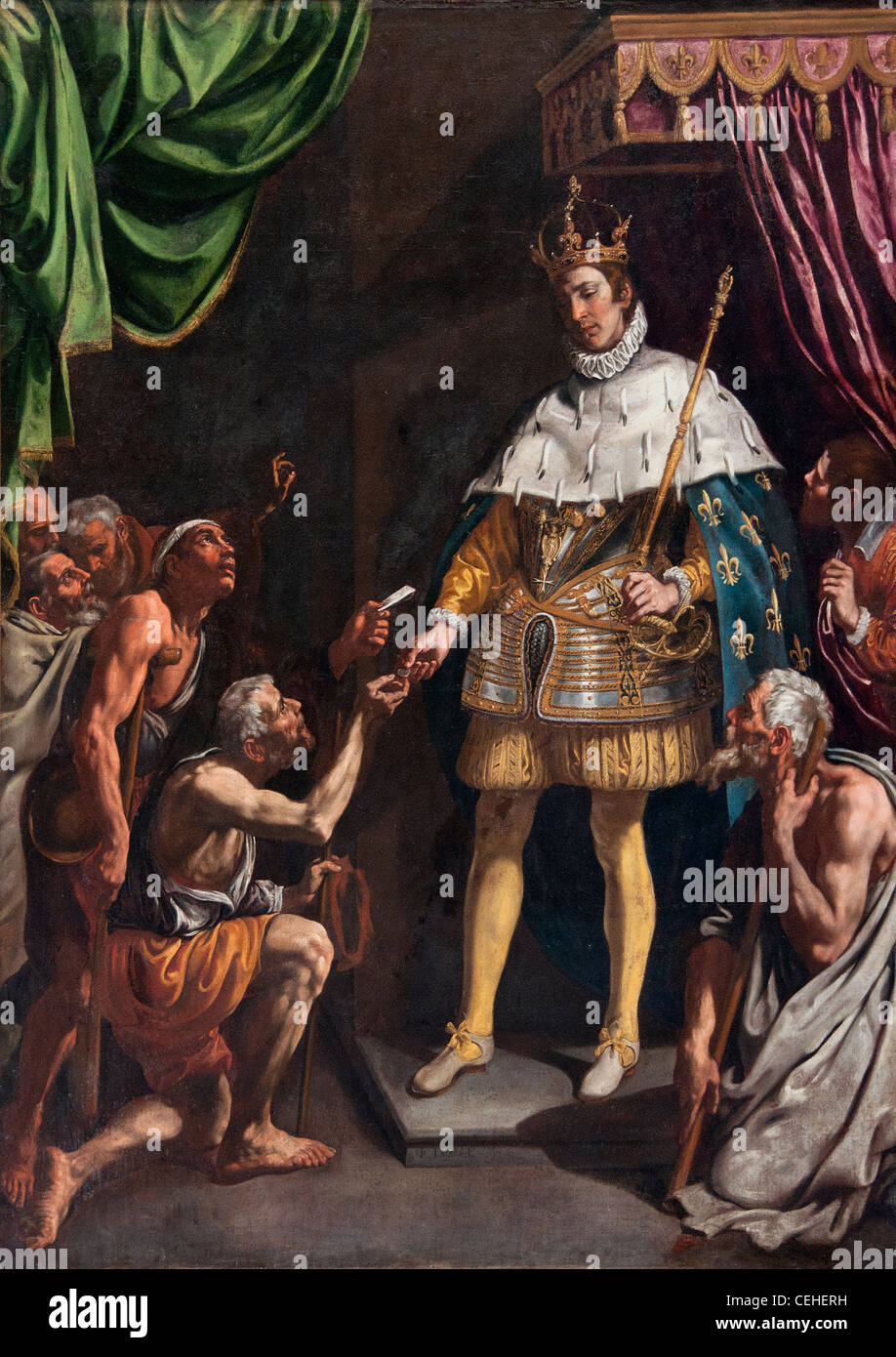 Tristan de Escamilla, Luis (1586-1624) Saint Louis roi de France St. Louis King of France distributing alms Stock Photo