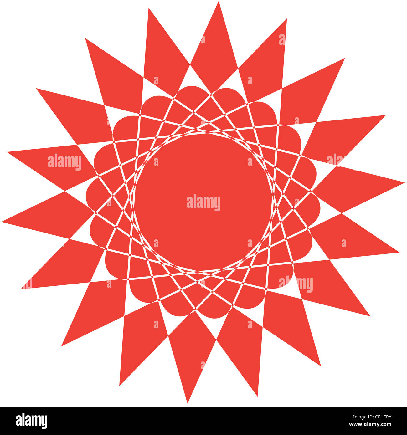 Abstract red sun isolated on white background Stock Photo - Alamy