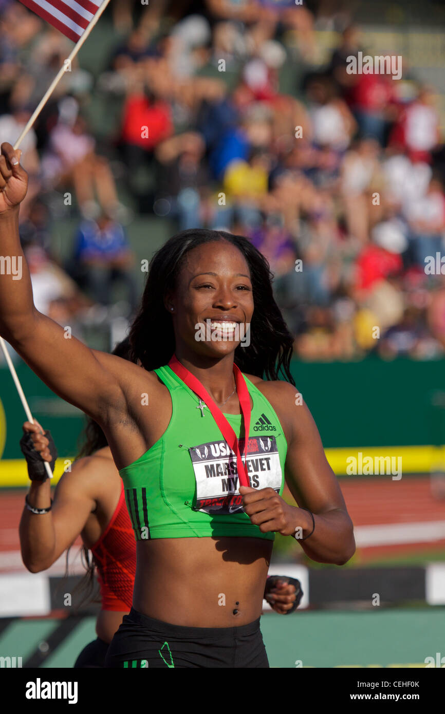 Marshevet Myers female 100 200 meters sprinter at the 2011 USATF