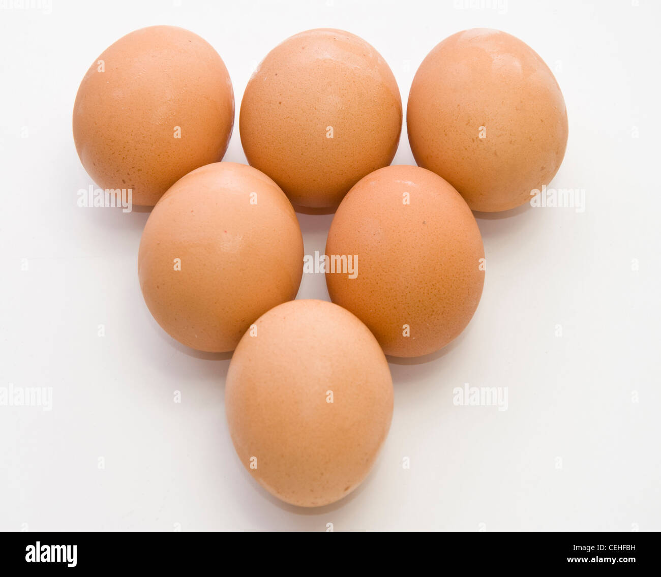 Six Eggs On The White Background Stock Photo Alamy