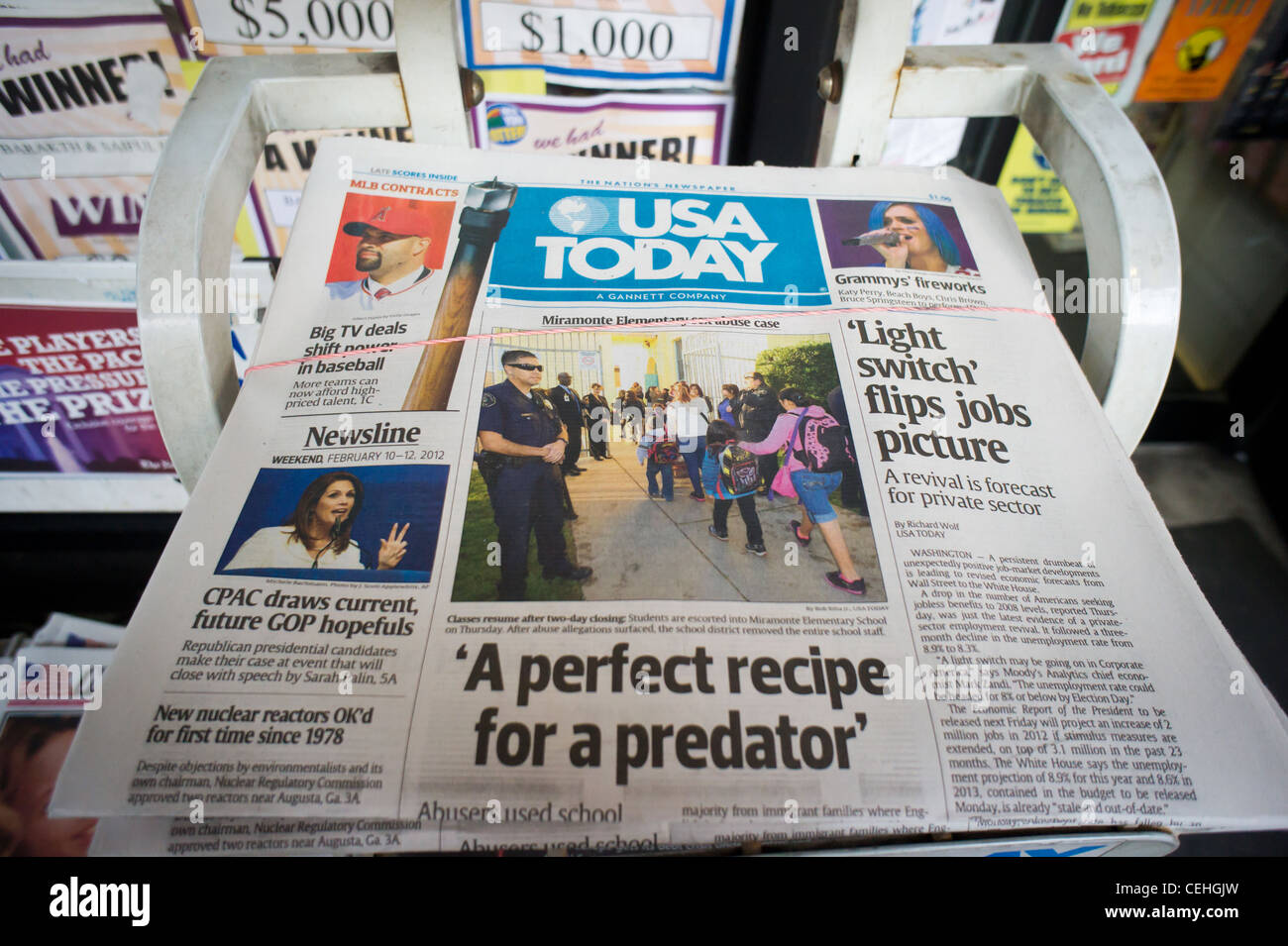 The weekend edition of Gannett's USA Today newspaper is seen on a newsstand in New York Stock Photo