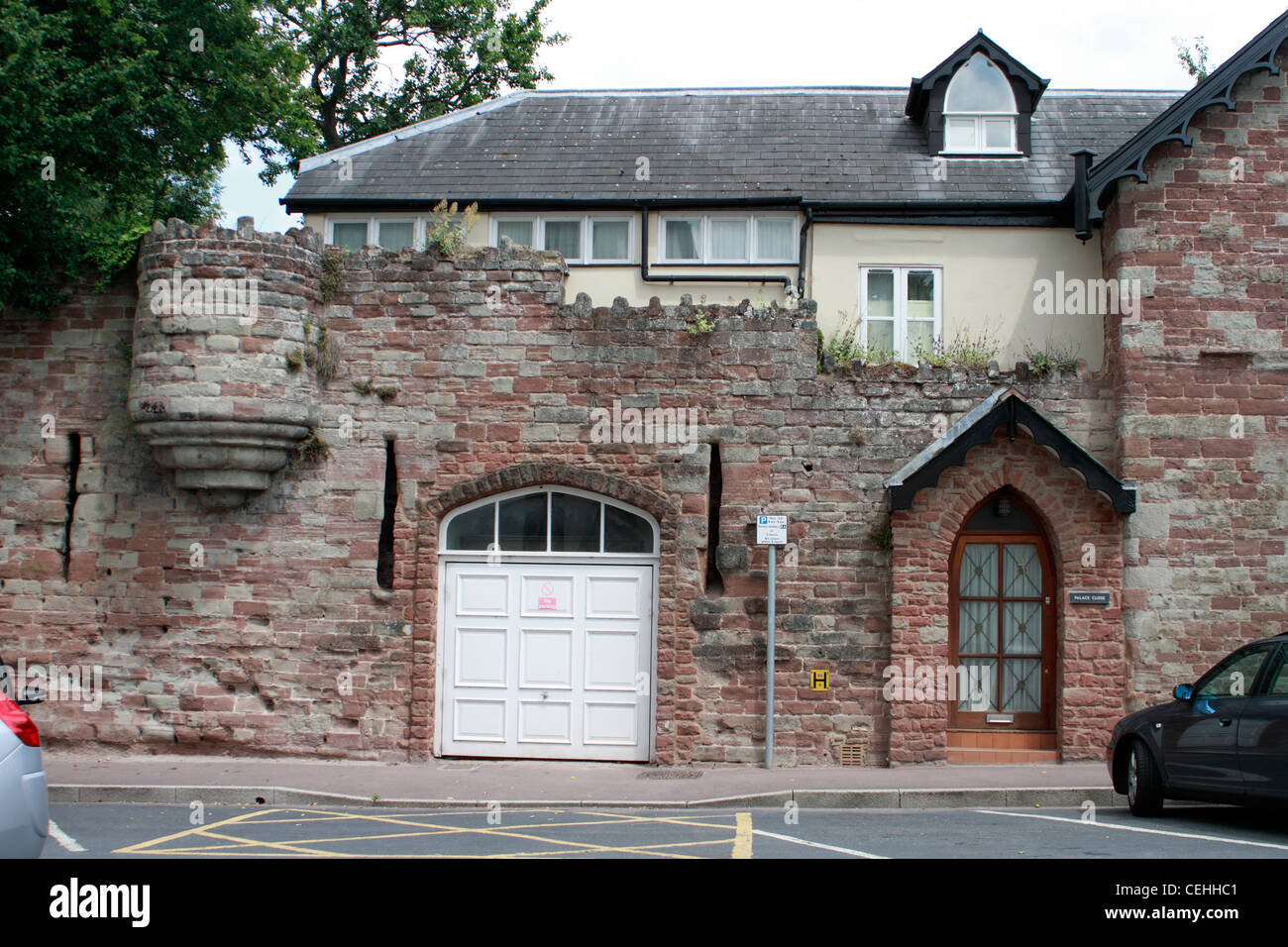 Ross On Wye Houses Built Out Of Part Of The Old Castle Wall Stock Photo Alamy