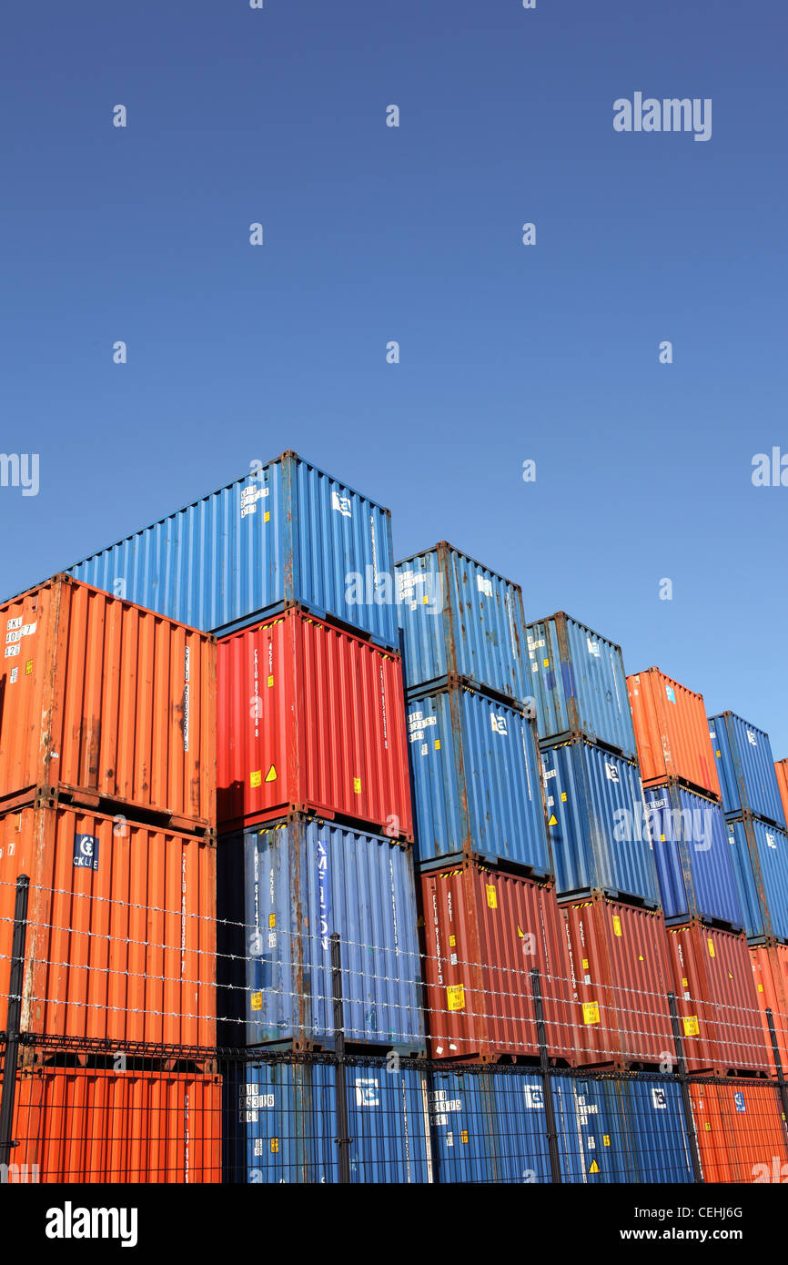 Cargo container against a blue sky Stock Photo