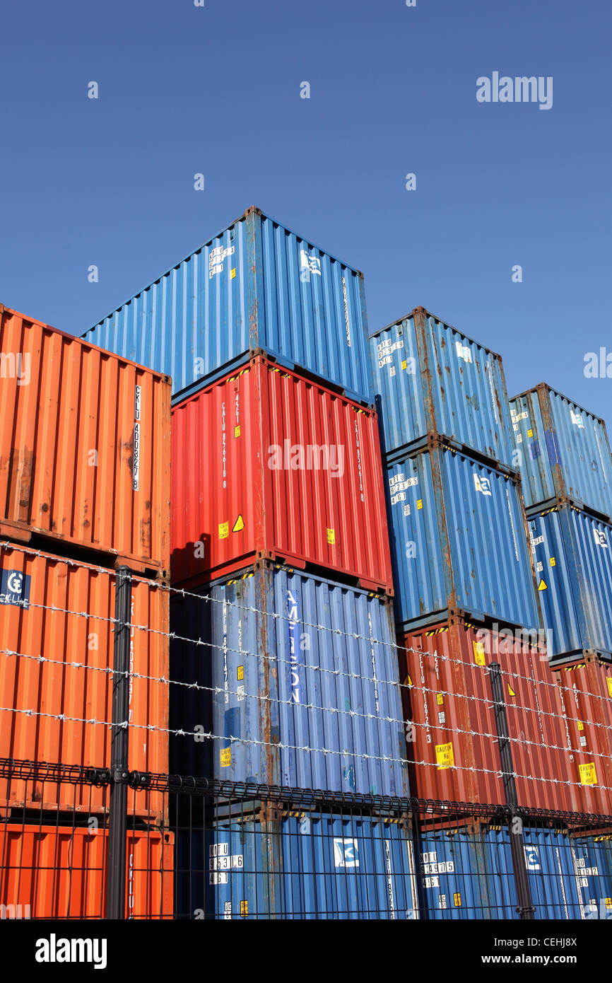 Cargo container against a blue sky Stock Photo