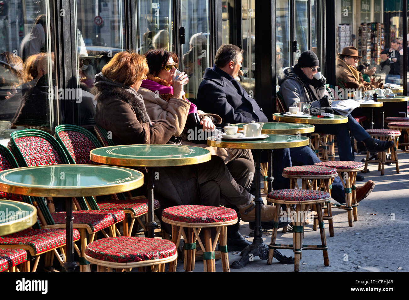 Outside Cafe de Flore on a winter day, Paris, France Stock Photo