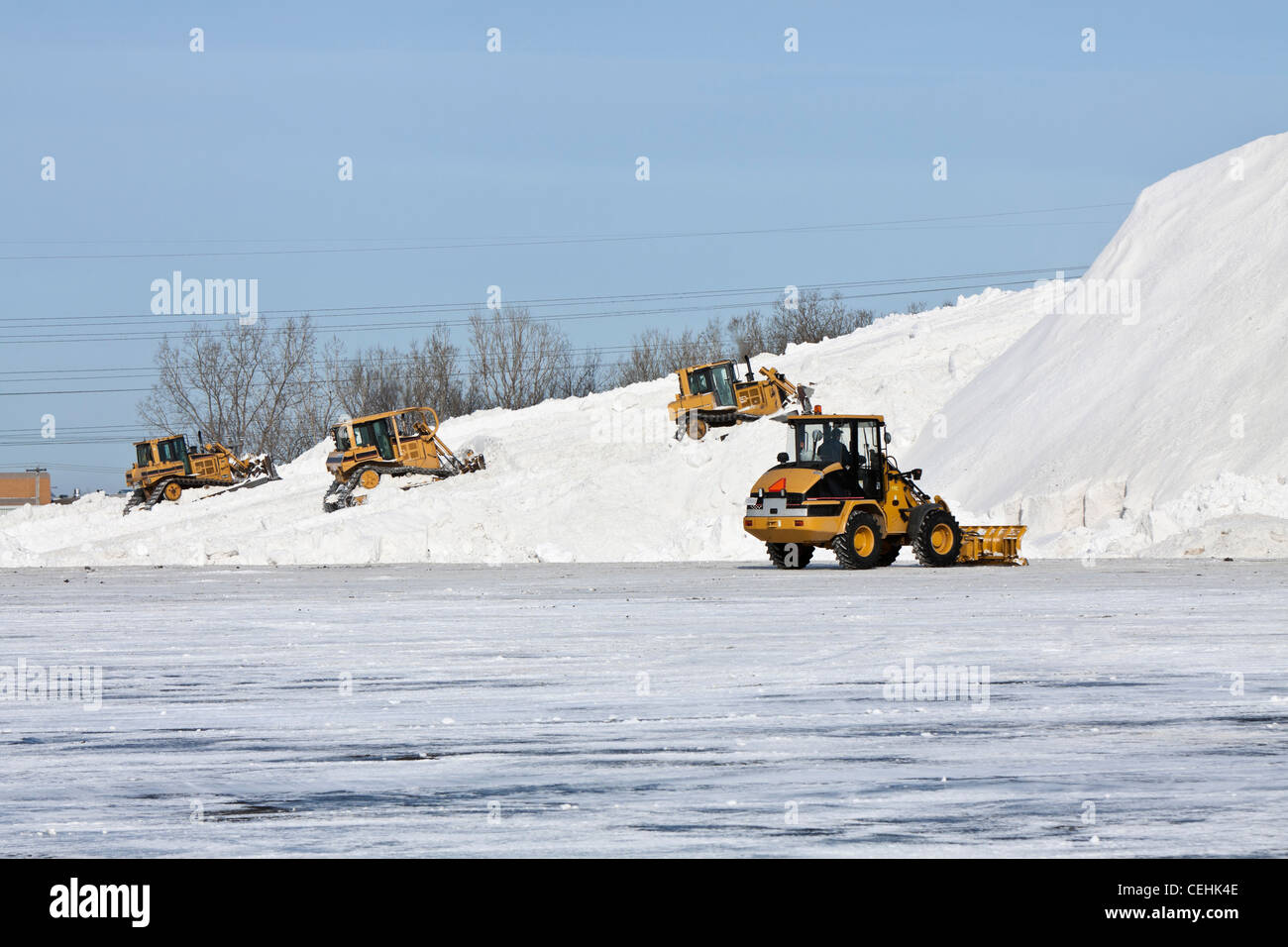 Snow dump in Montreal, Canada Stock Photo
