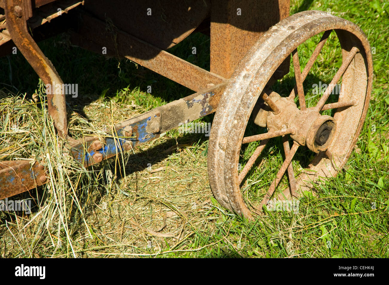 cast iron wheel fragment of old carriage Stock Photo