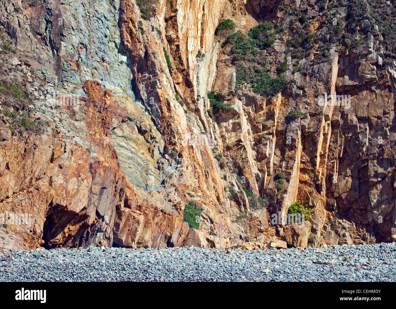 Beautiful patterns of rock formation on cliffs along a rugged ...