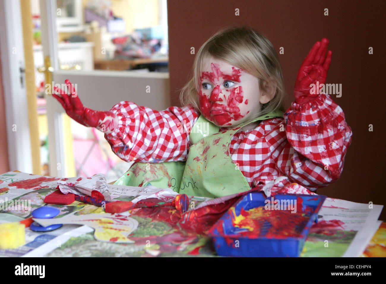 Child paint mess home hi-res stock photography and images - Alamy