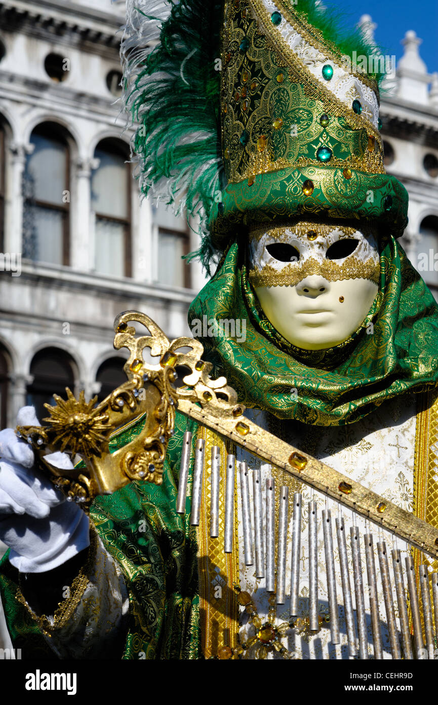 Traditional carnival costume at the San Marco Square Stock