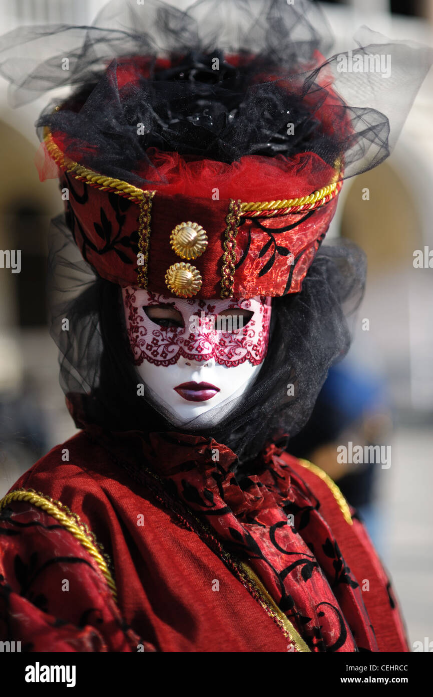 Traditional carnival costume at the San Marco Square Stock