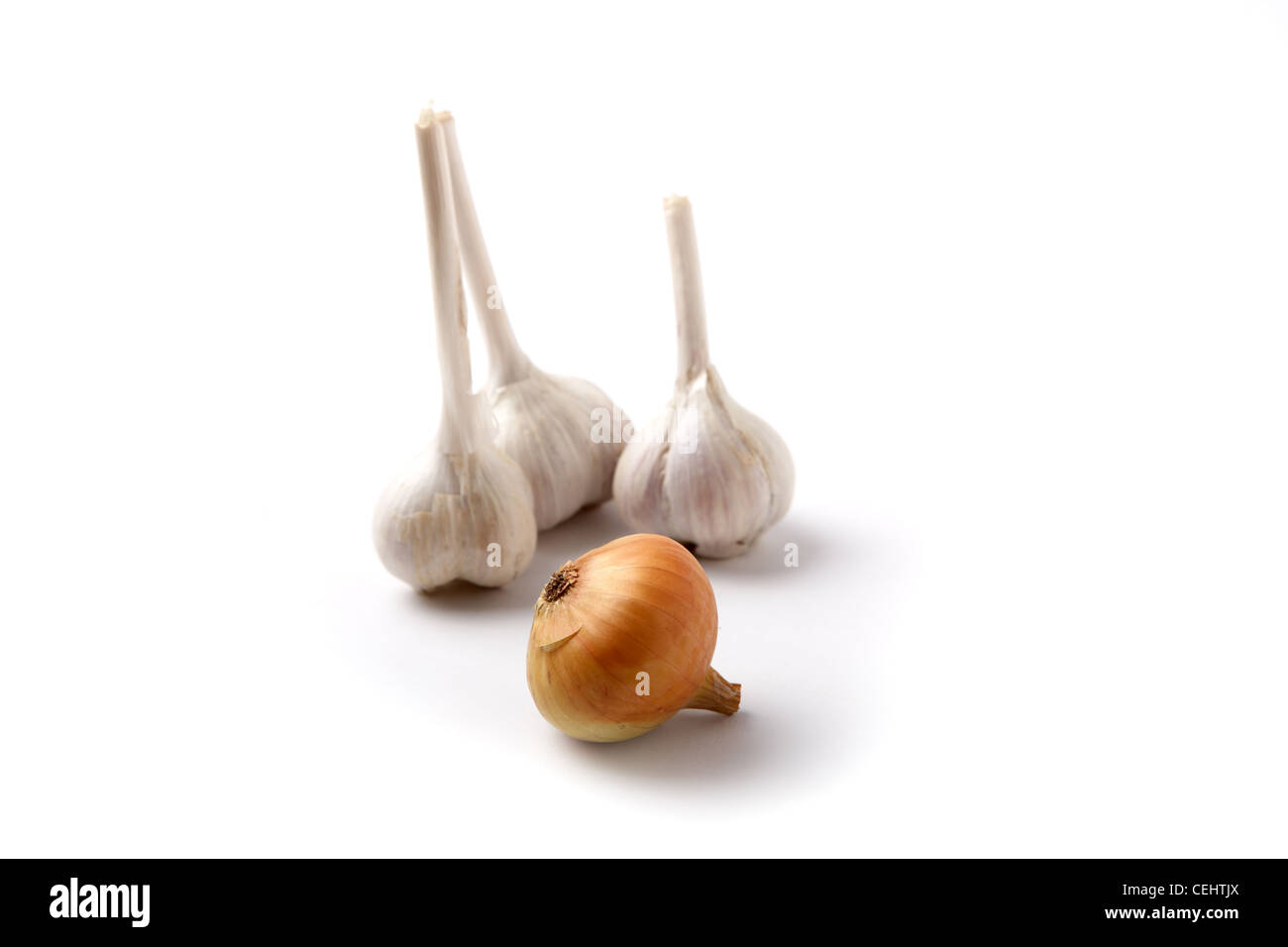 Garlic onions isolated on a white background Stock Photo - Alamy