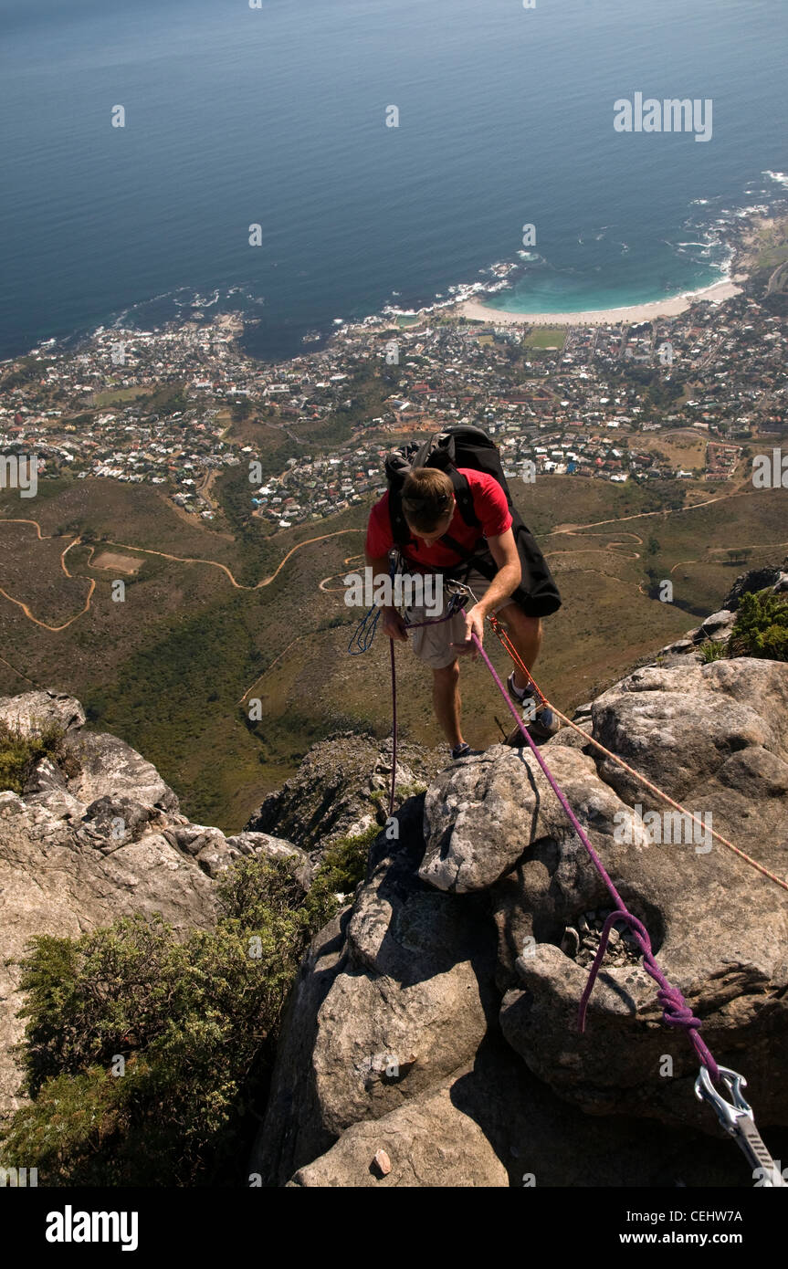 Rock Climbing,Table Mountain,Cape Town,Western Cape Province Stock