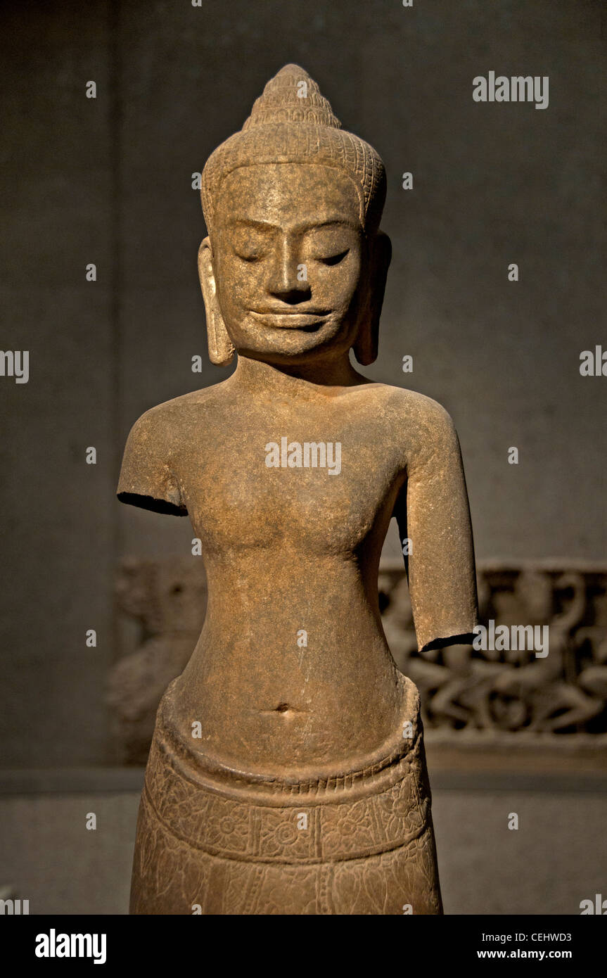 Divinité Goddess Feminine divinity 12 - 13 Century Cambodia Bayon style Stock Photo