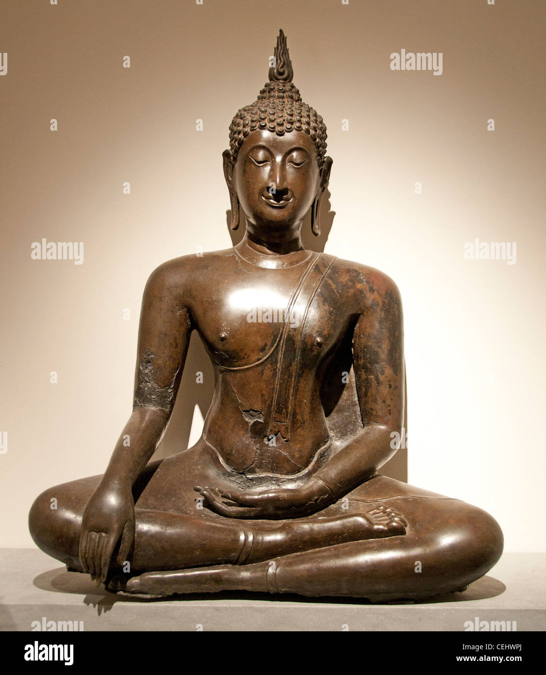 Buddha Maravijaya - Buddha Maravijaya art Sukhothai - 14 Century  Thai Thailand Stock Photo