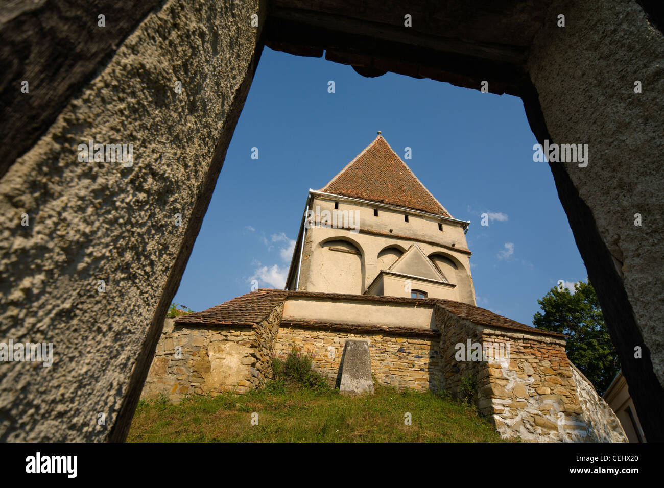 Saxon fortified church in Salistadt, Transylvania, Romania, Europe Stock Photo