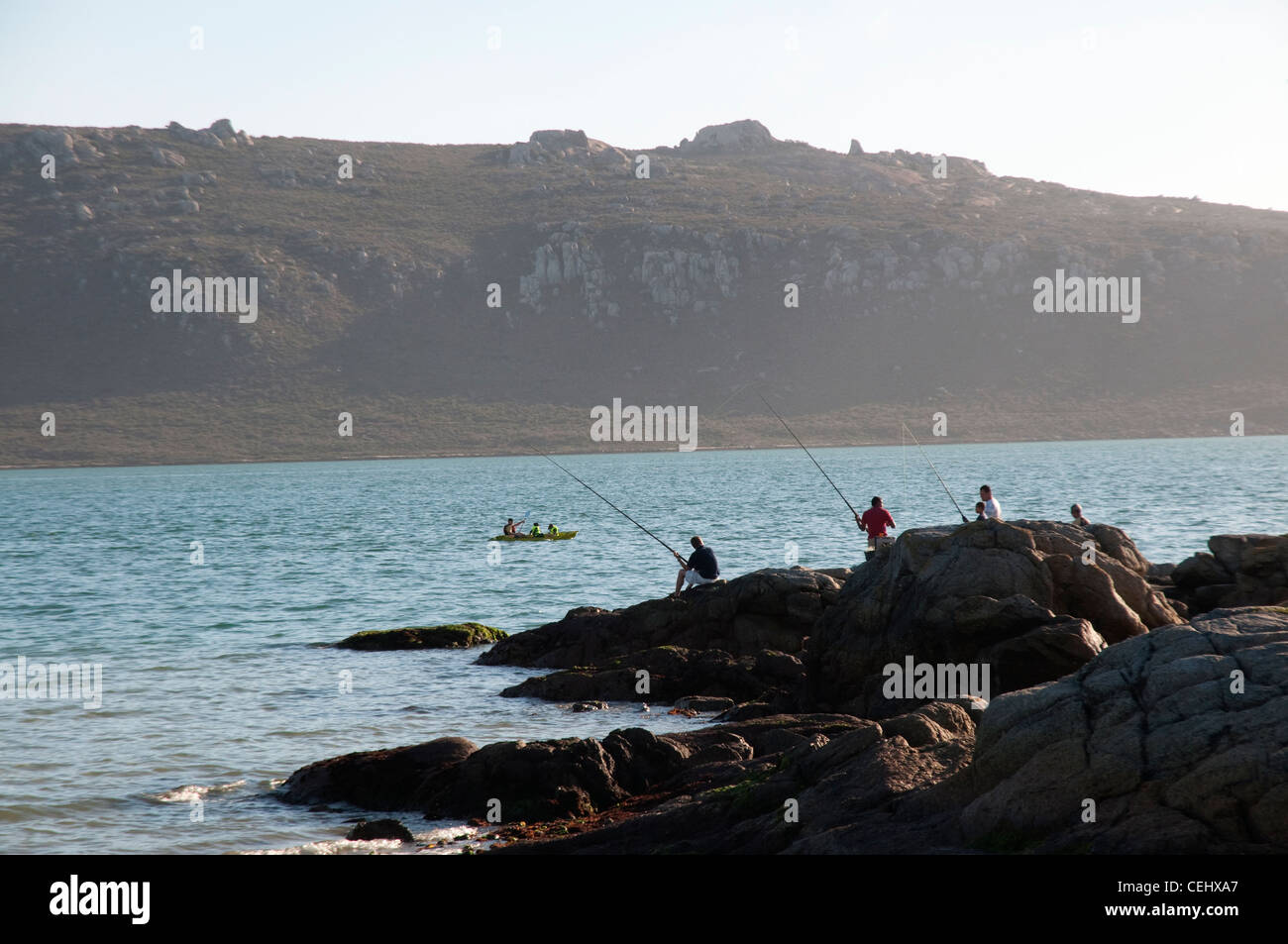 Man with canoe,Knysna,Garden Route, Western Cape Province Stock Photo