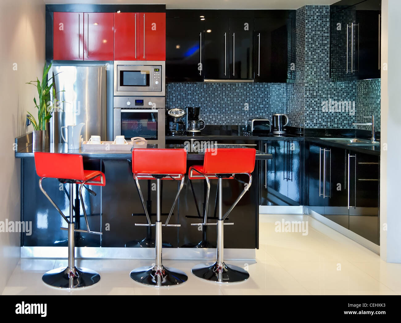 The Kitchen Chairs With Red And Black Furniture Stock Photo Alamy The Kitchen Chairs With Red And Black Furniture Stock Photo Alamy