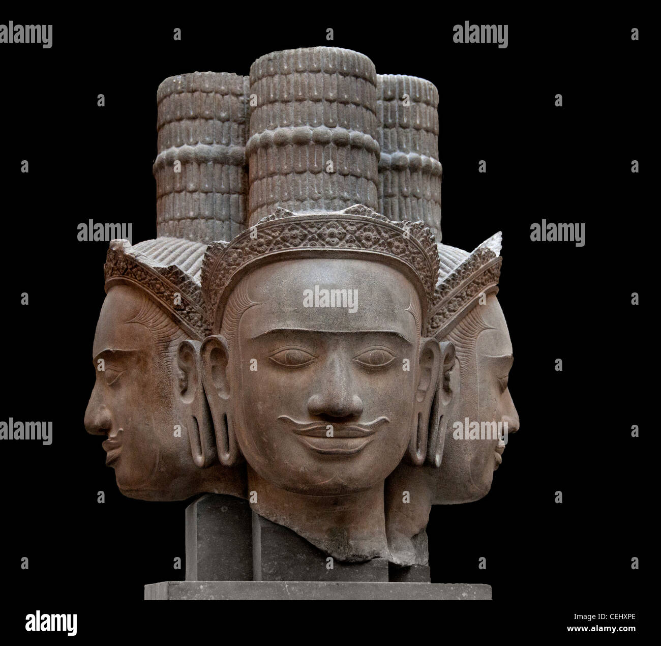 Brahma Hindu god sandstone 10th century Cambodian   Bakheng style Khmer Cambodia Stock Photo