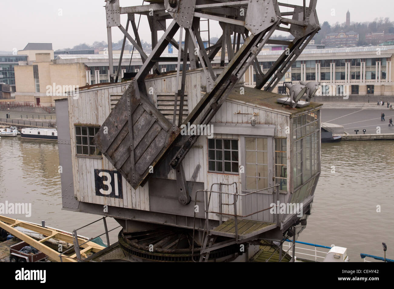 Cranes and M-Shed Museum Bristol Harbour Stock Photo
