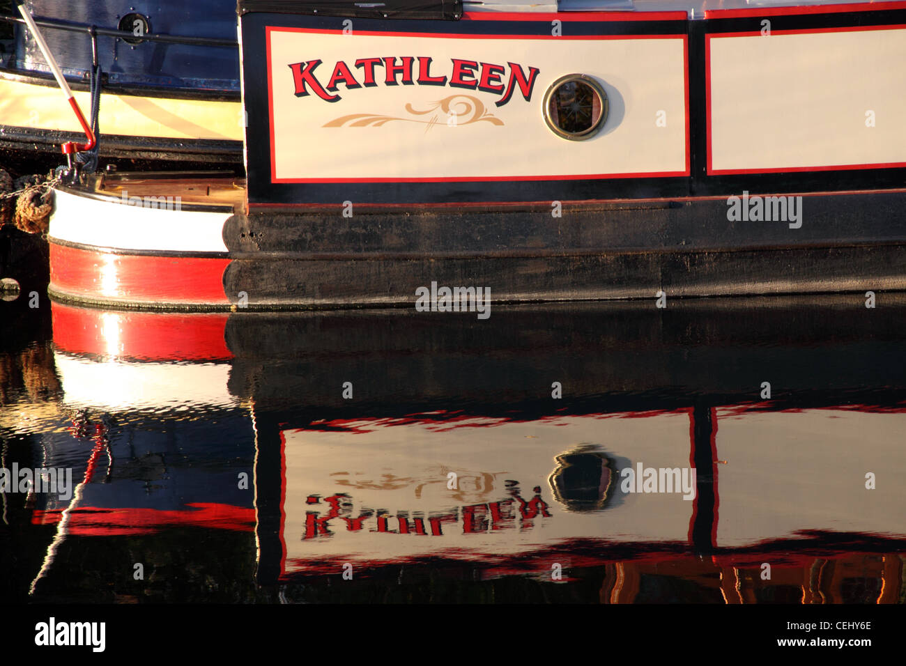 Narrowboat Kathleen in the River Avon, near Bidford on Avon Stock Photo