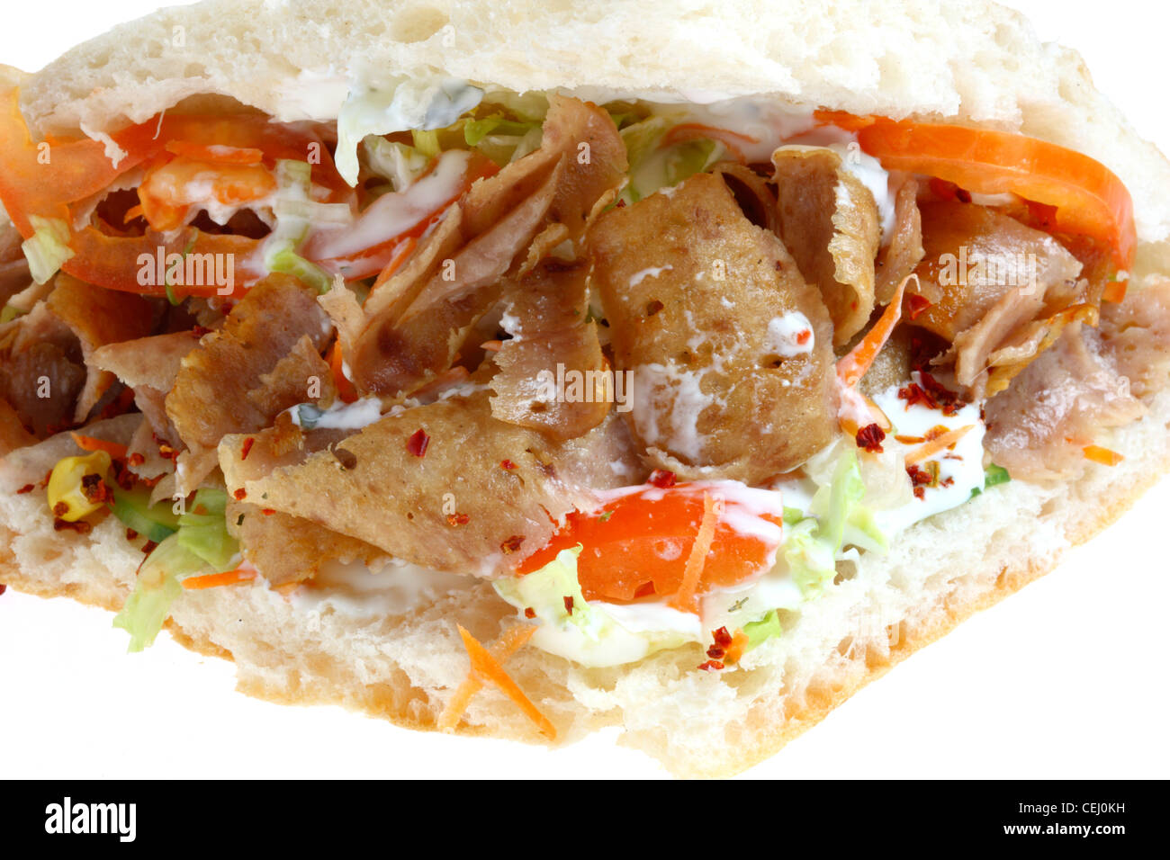 Nutrition, fast food. Turkish doner kebab. Lamp, veal or chicken meat