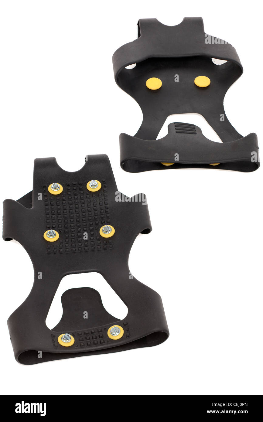 Six studded rubber over shoe ice grips Stock Photo