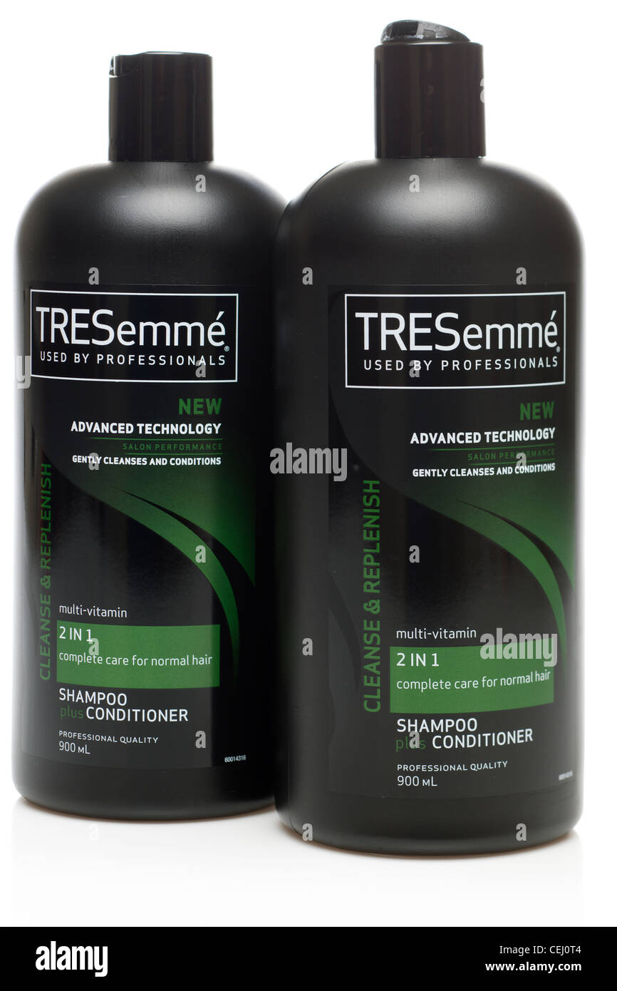 Two bottles of Tresemme shampoo and conditioner Stock Photo