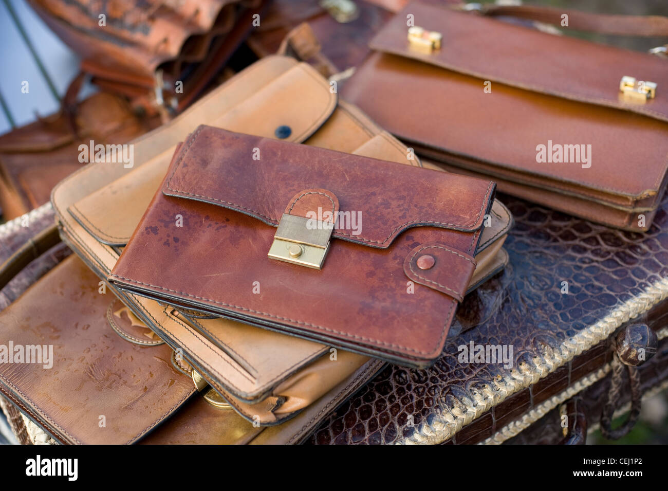 fashion leather handle accessories accessory fancy purse wallet moneybag  Stock Photo - Alamy