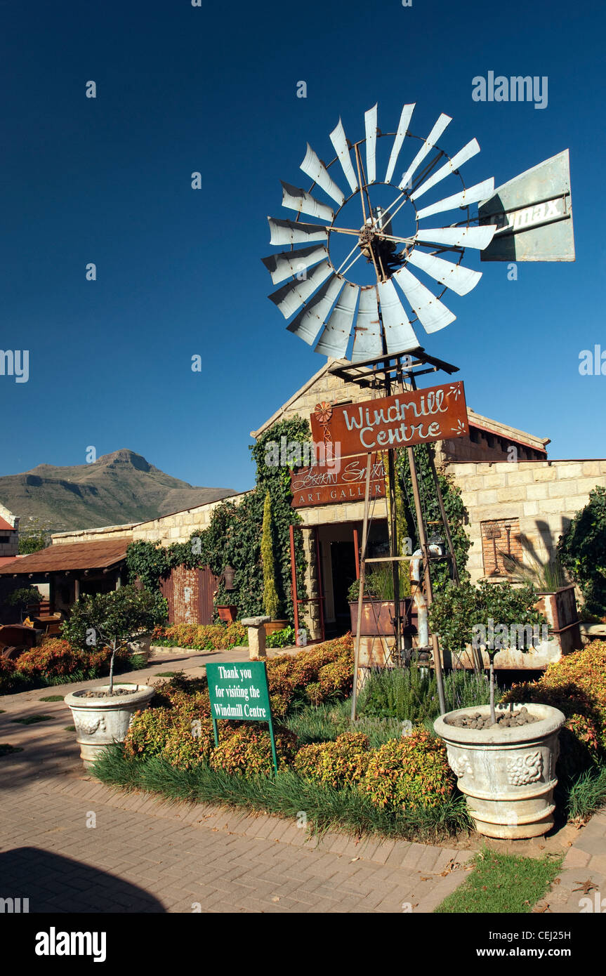 Windmill outside art gallery,Clarens,Eastern Free State Province Stock Photo