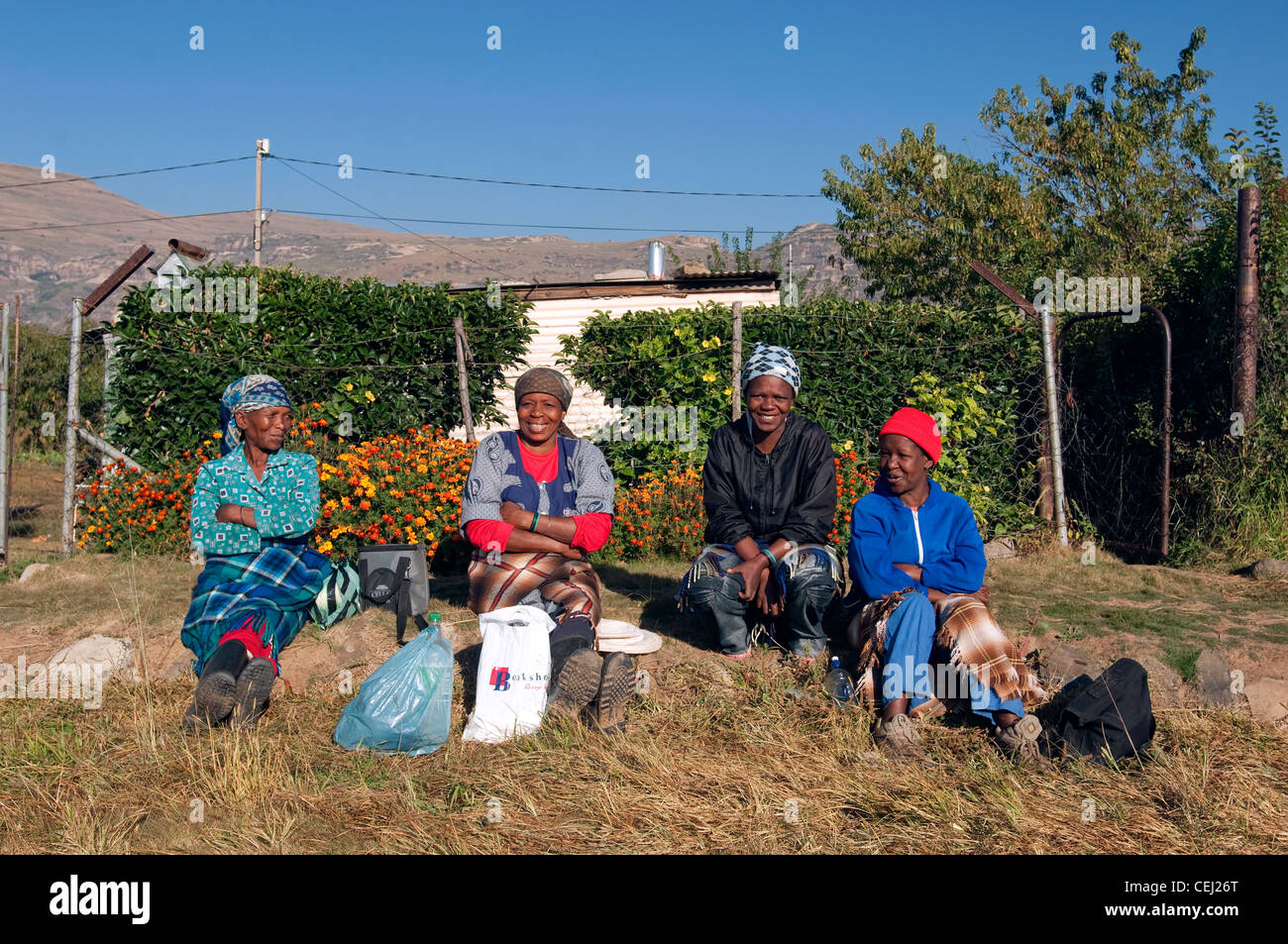 Rural women Near Clarens,Eastern Free State Province Stock Photo