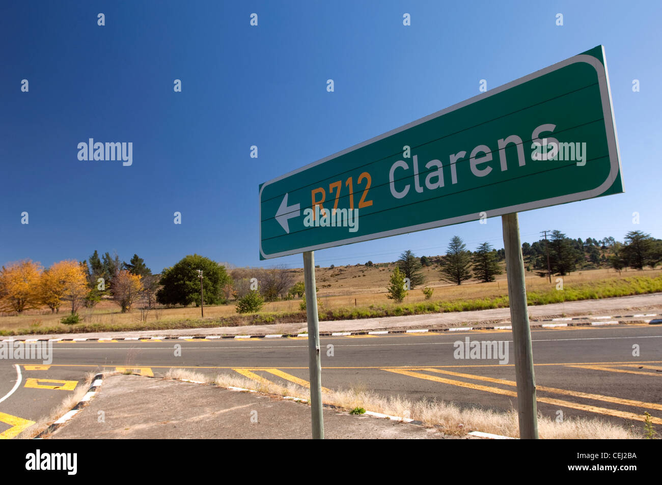 Clarens Road Sign,Eastern Free State Province Stock Photo