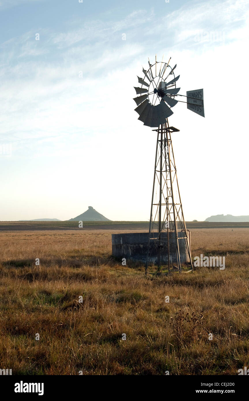 Windmill near Clocolan,Eastern Free State Province Stock Photo