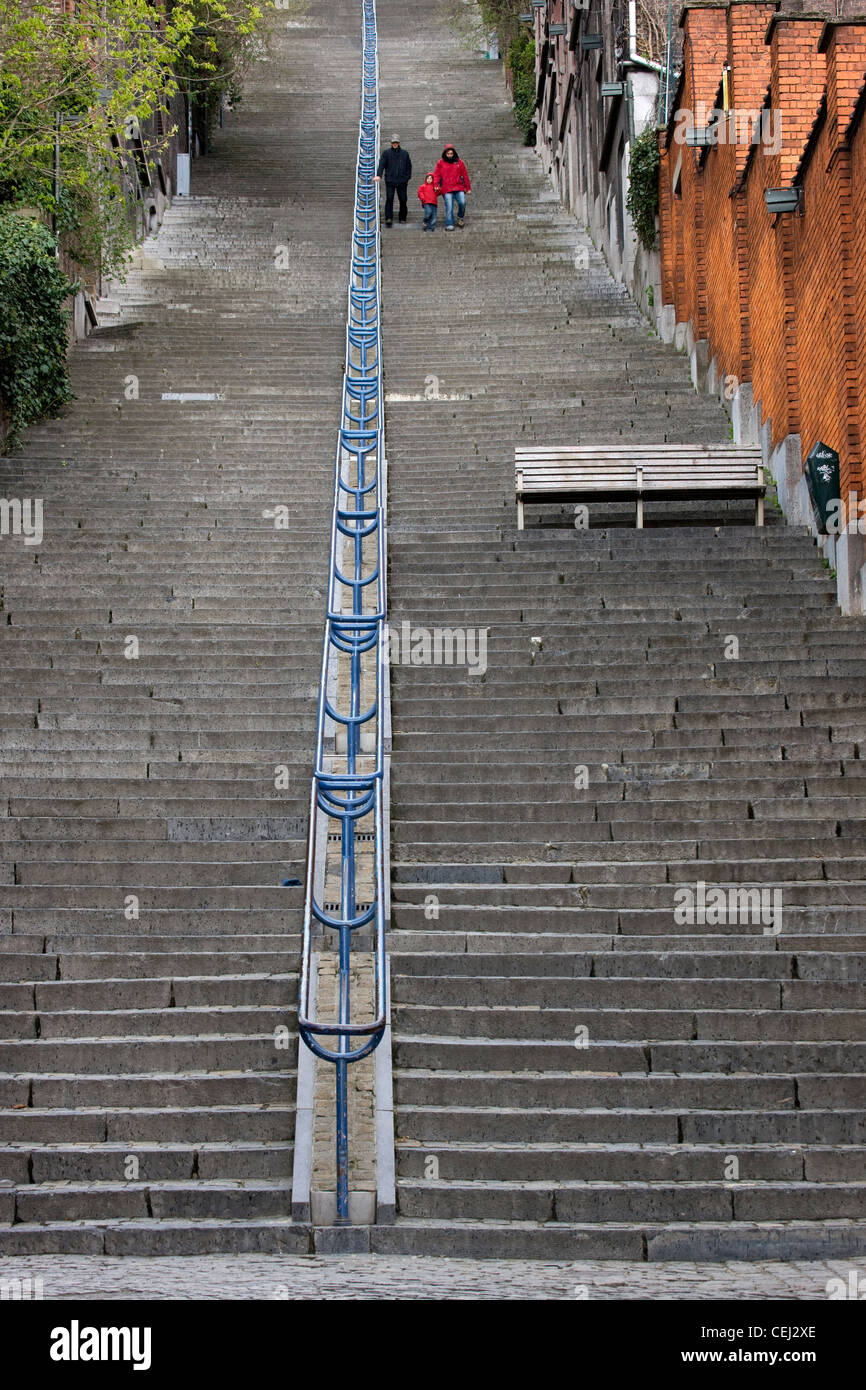 The stairs Montagne de Bueren counts 374 steps, Liège, Belgium Stock Photo